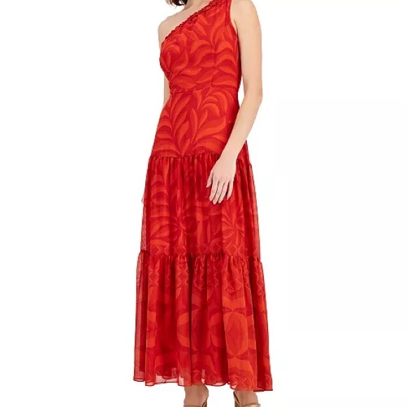 Taylor Vibrant Red One-Shoulder Dress - Picture 5 of 6